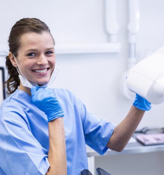 Dental hygienist smiles