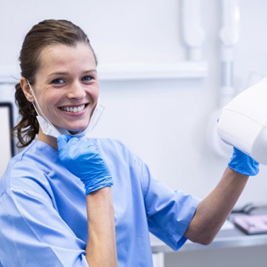 Dental hygienist smiles