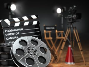 film reel and clapperboard