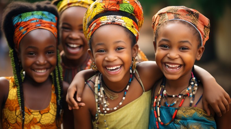 Children from Africa demonstrating their good oral health with smiles