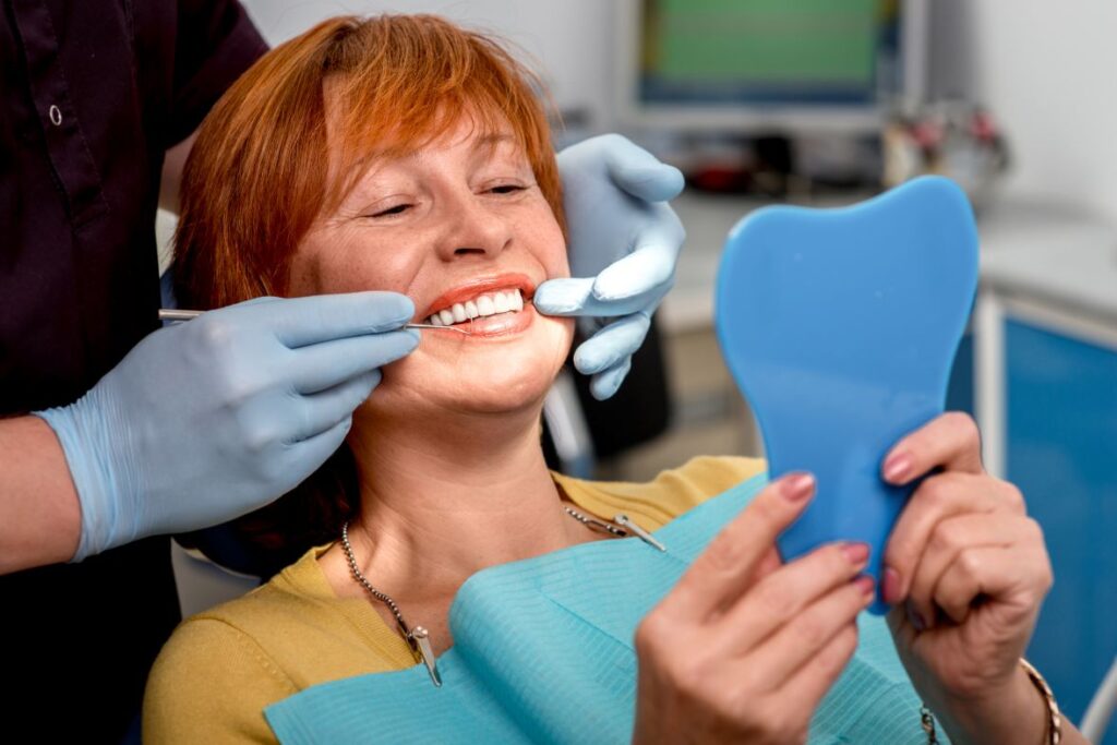 A woman with dental implants